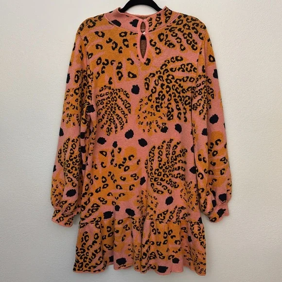 Anthropologie Farm Rio Palms Sweater Mini Dress XL - Picture 5 of 9